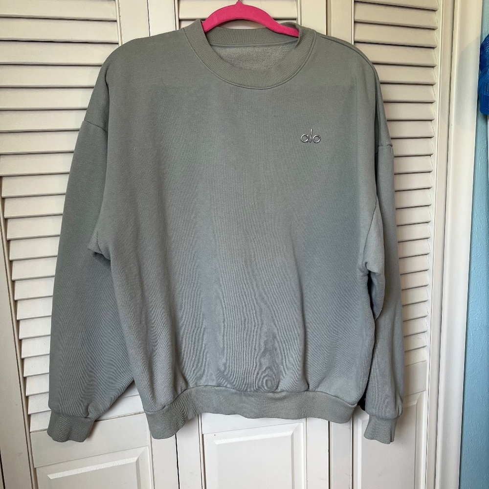 Alo Yoga Accolade Crew Neck Pullover - Size L - Limestone Green